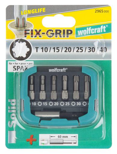 Pudełko z końcówkami FIX-GRIP, TORX® (T 10–40), 7-cz.