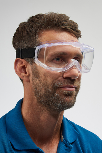 Panoramatické brýle „Comfort“ s těsnicím profilem a gumovým páskem, čiré, s nepřímým větráním
