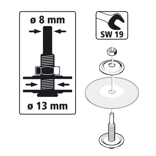 Mandril de fixação para perfuração com Ø de 13 mm