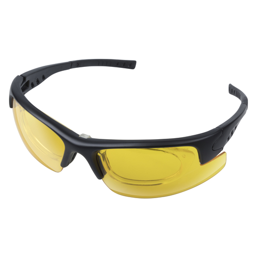 Okuliare na ochranu pred modrým svetlom so stranicami, žlto sfarbené, rám clip on pre korekčné sklá
